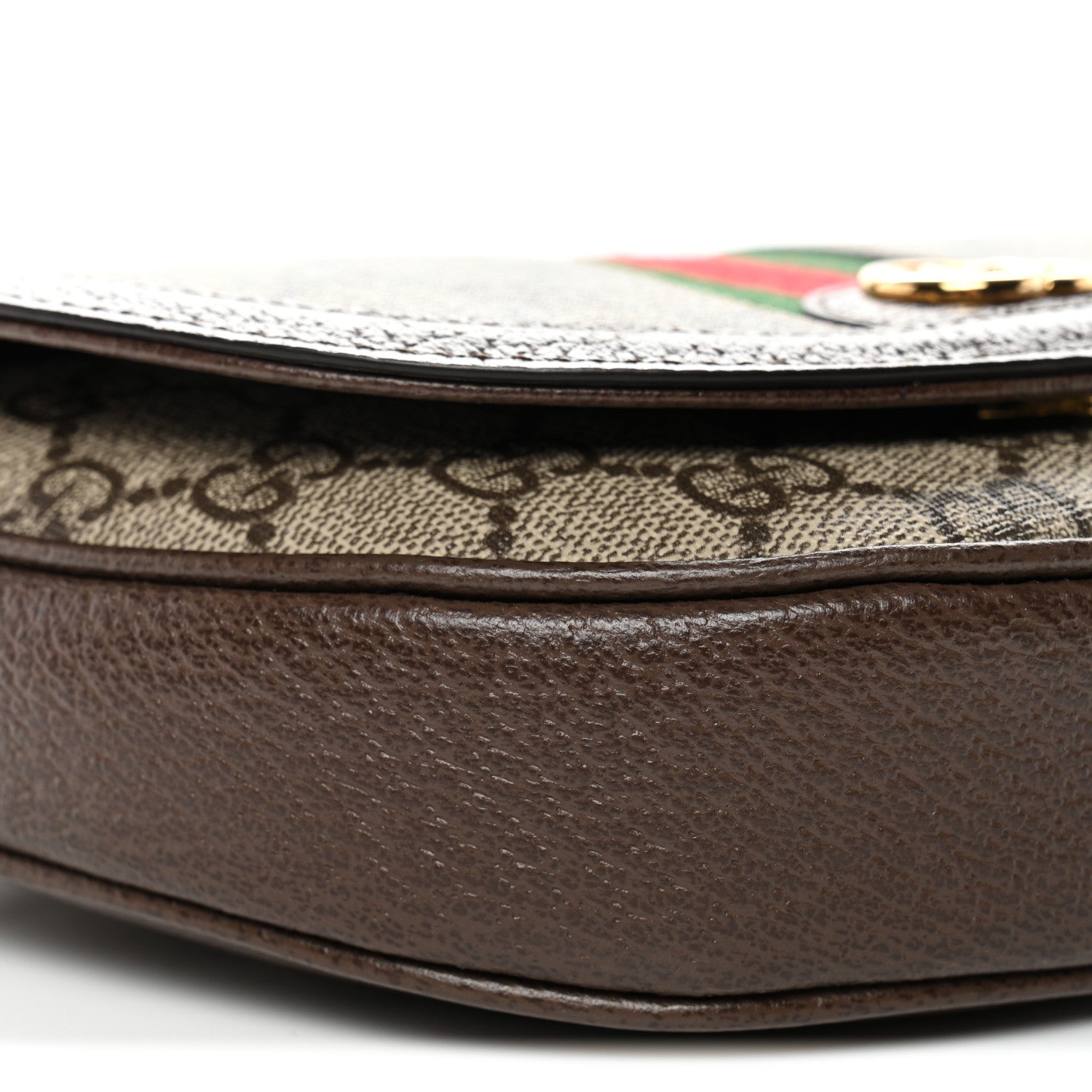 Gucci GG Supreme Monogram Textured Dollar Calfskin Web Mini Ophidia Flap Shoulder Bag Beige Ebony New Acero 8 of 10