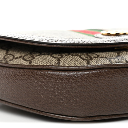 Gucci GG Supreme Monogram Textured Dollar Calfskin Web Mini Ophidia Flap Shoulder Bag Beige Ebony New Acero 8 of 10