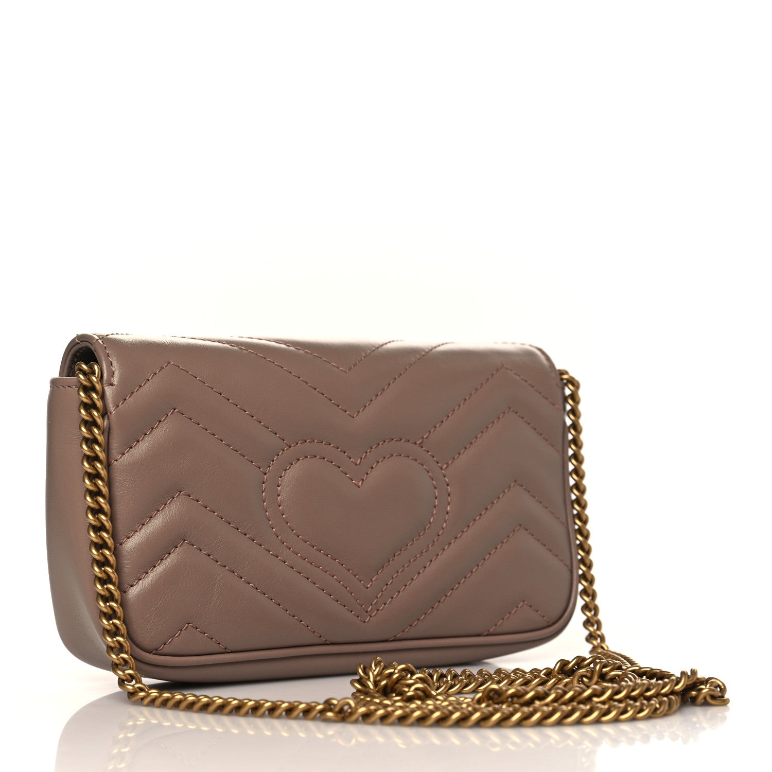 Gucci Calfskin Matelasse Super Mini GG Marmont Shoulder Bag Porcelain Rose 3 of 10