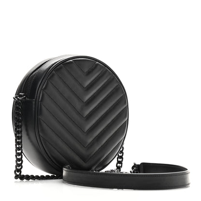 Saint Laurent Calfskin Matelasse Chevron Round Vinyle Camera Bag Black 3 of 9
