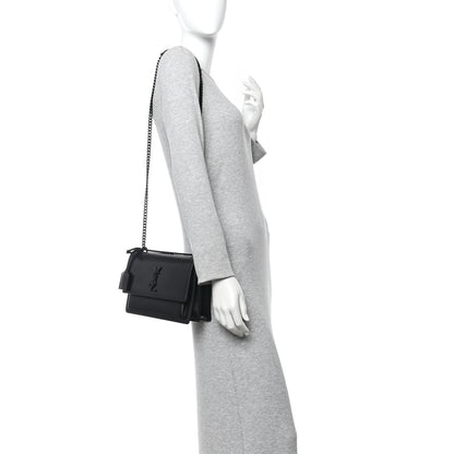 Saint Laurent Calfskin Medium Monogram Monochrome Sunset Black 2 of 15