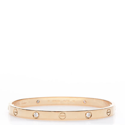 Cartier 18K Yellow Gold 4 Diamond LOVE Bracelet 19 1 of 8