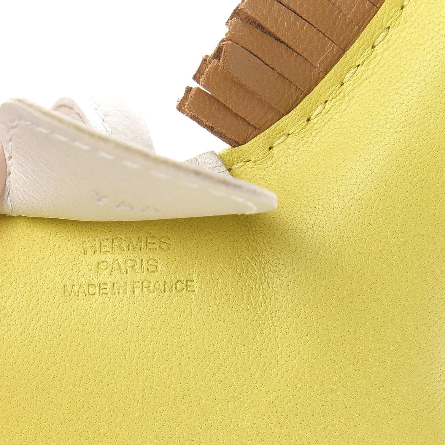 Hermes Milo Lambskin Grigri Rodeo Horse Bag Charm MM Lime Sesame Craie 3 of 5