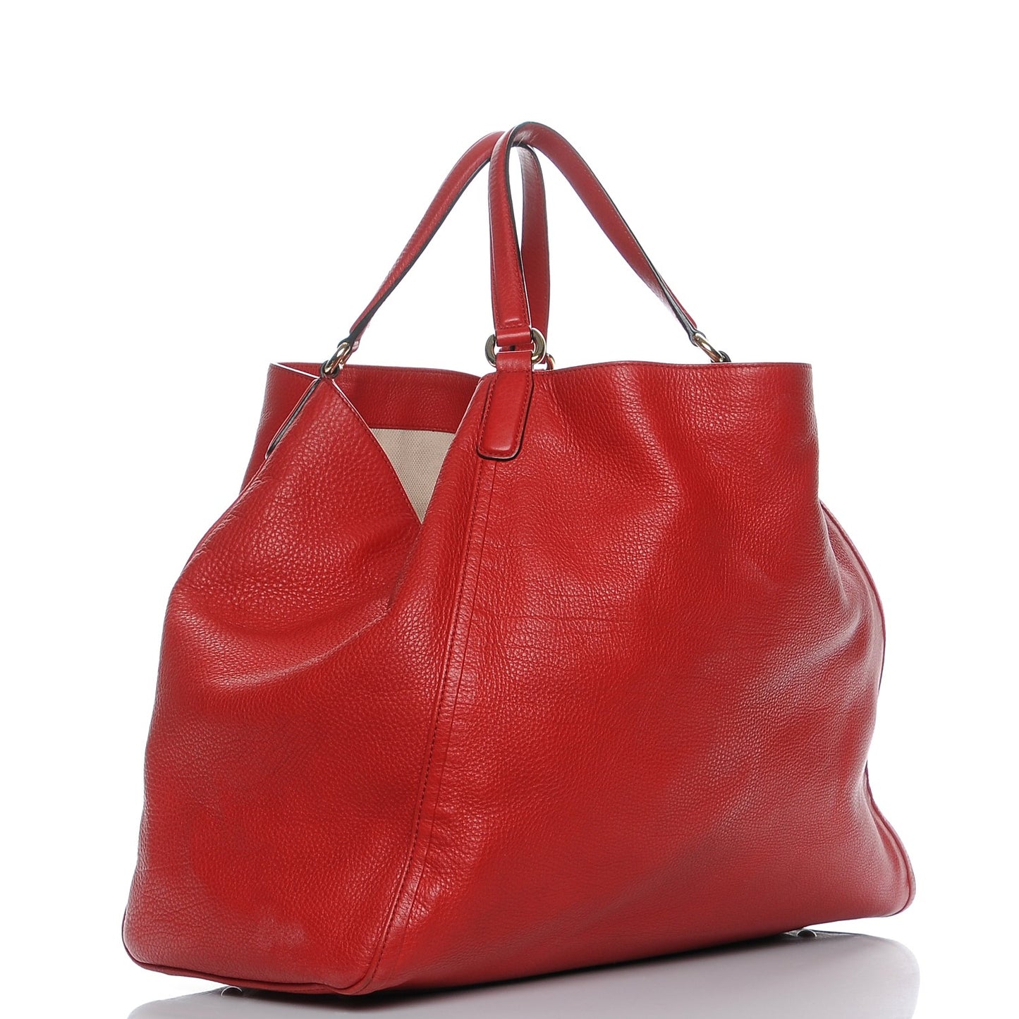Pebbled Calfskin Large Soho Shoulder Bag Red