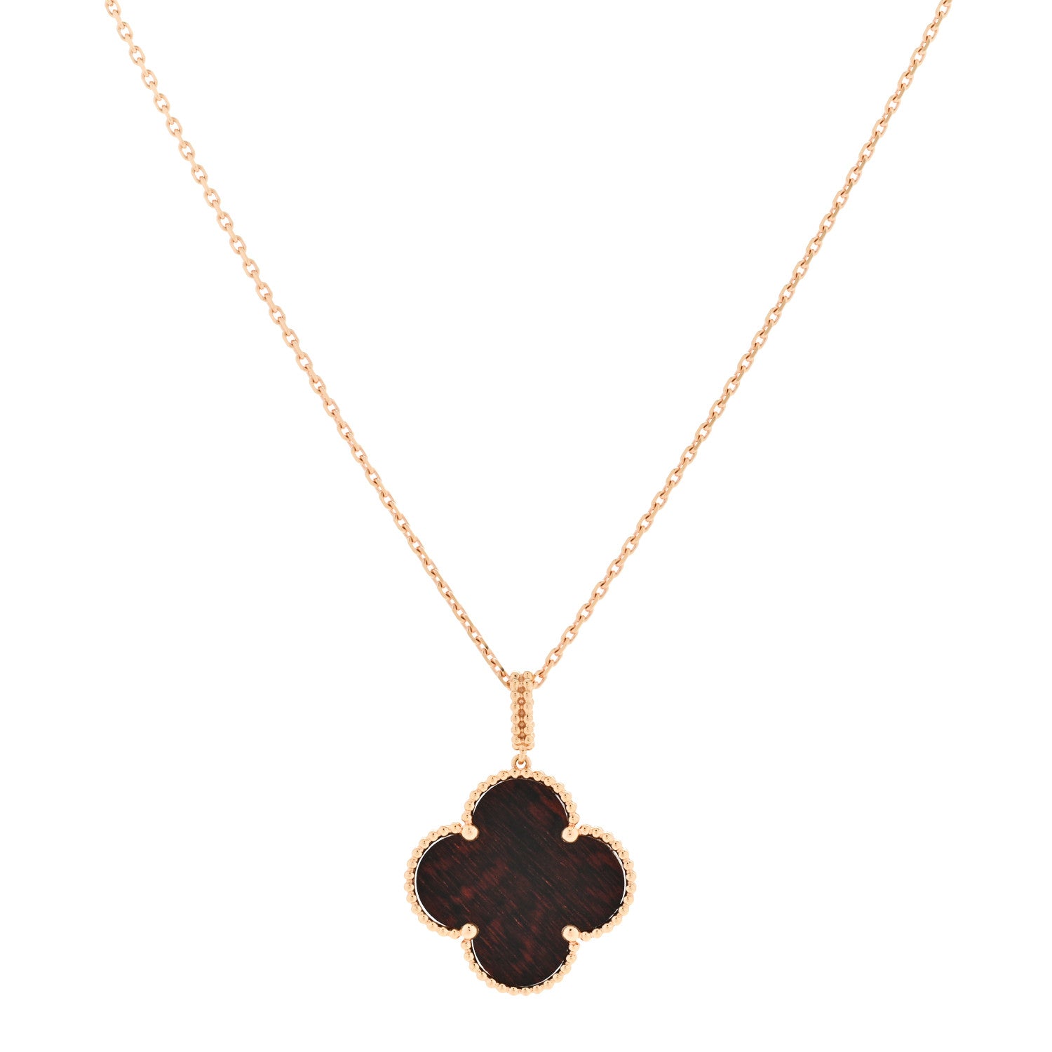 Van Cleef & Arpels 18K Rose Gold Letterwood Magic Alhambra Long Necklace 1 of 5