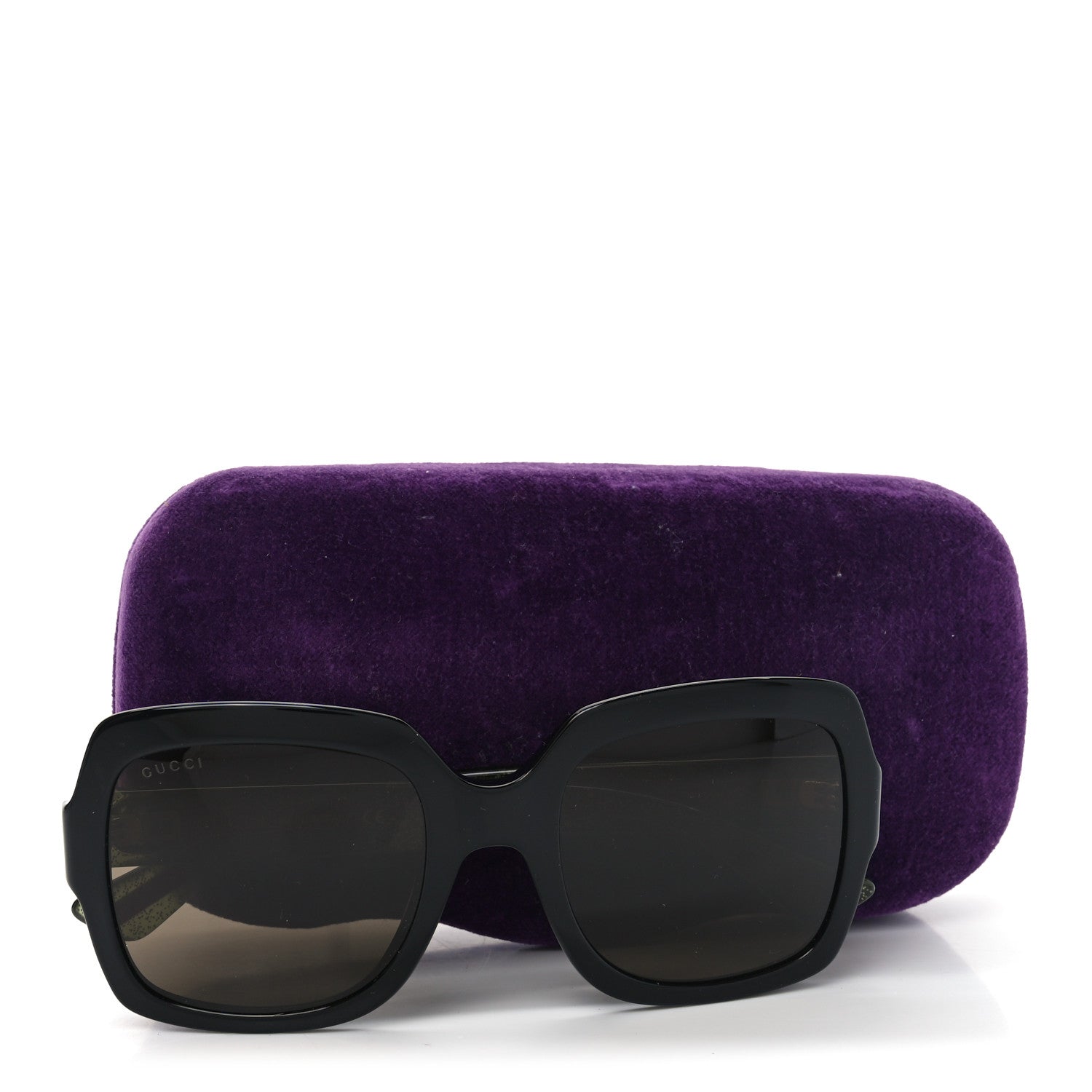 Gucci Acetate Square Frame Web Glitter Sunglasses GG0036S Black Green 7 of 7