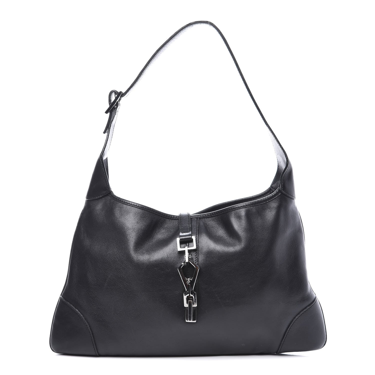 Gucci Calfskin Lobster Clasp Lock Jackie O Hobo Black 1 of 12