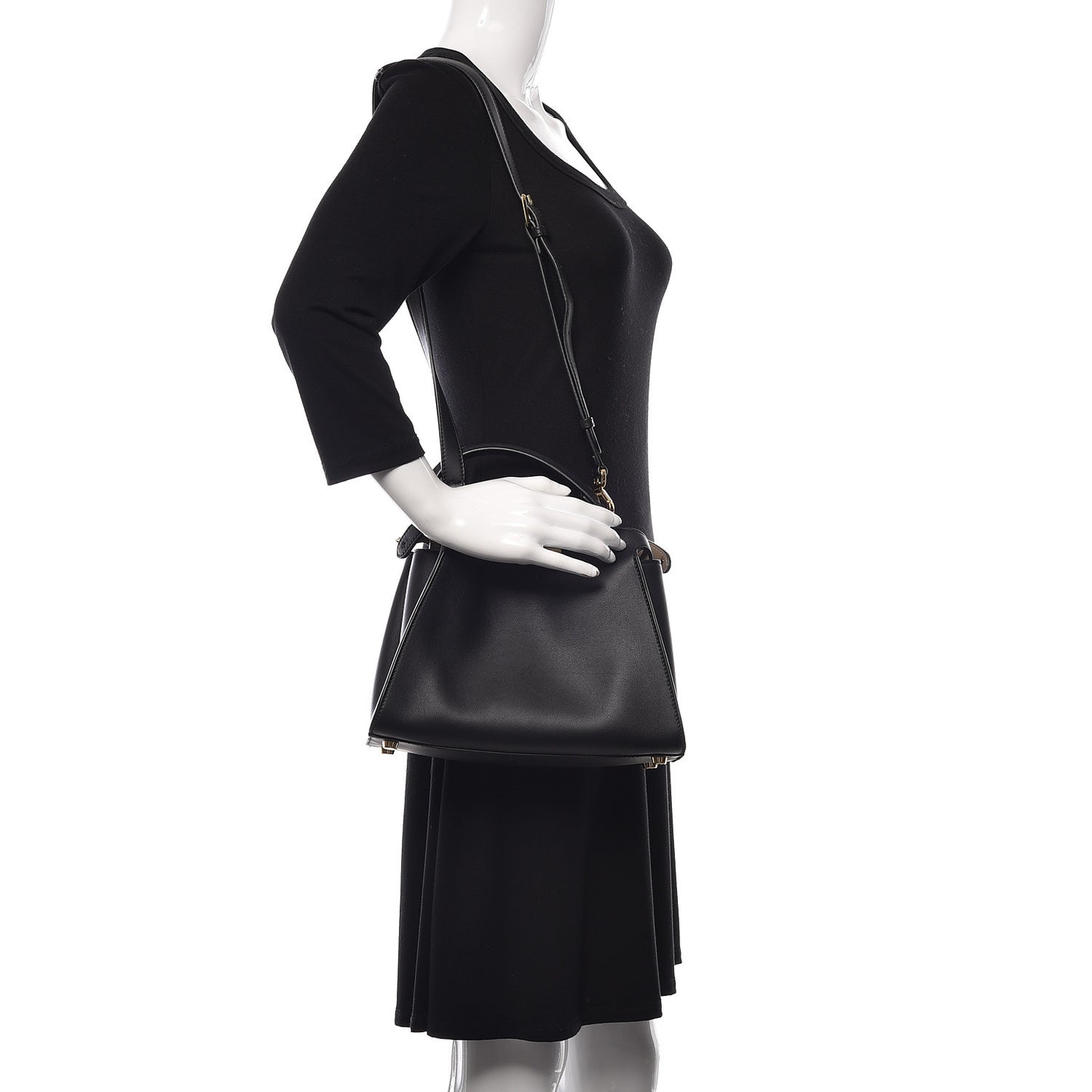 Vitello Tahiti Burro Medium Peekaboo Iconic Essentially Satchel Black Corda