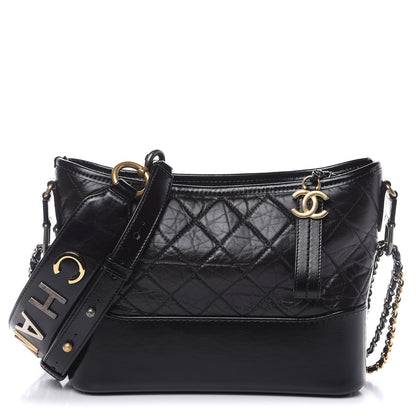 Chanel Aged Smooth Calfskin Quilted Medium Gabrielle Logo Hobo Black 1 of 10