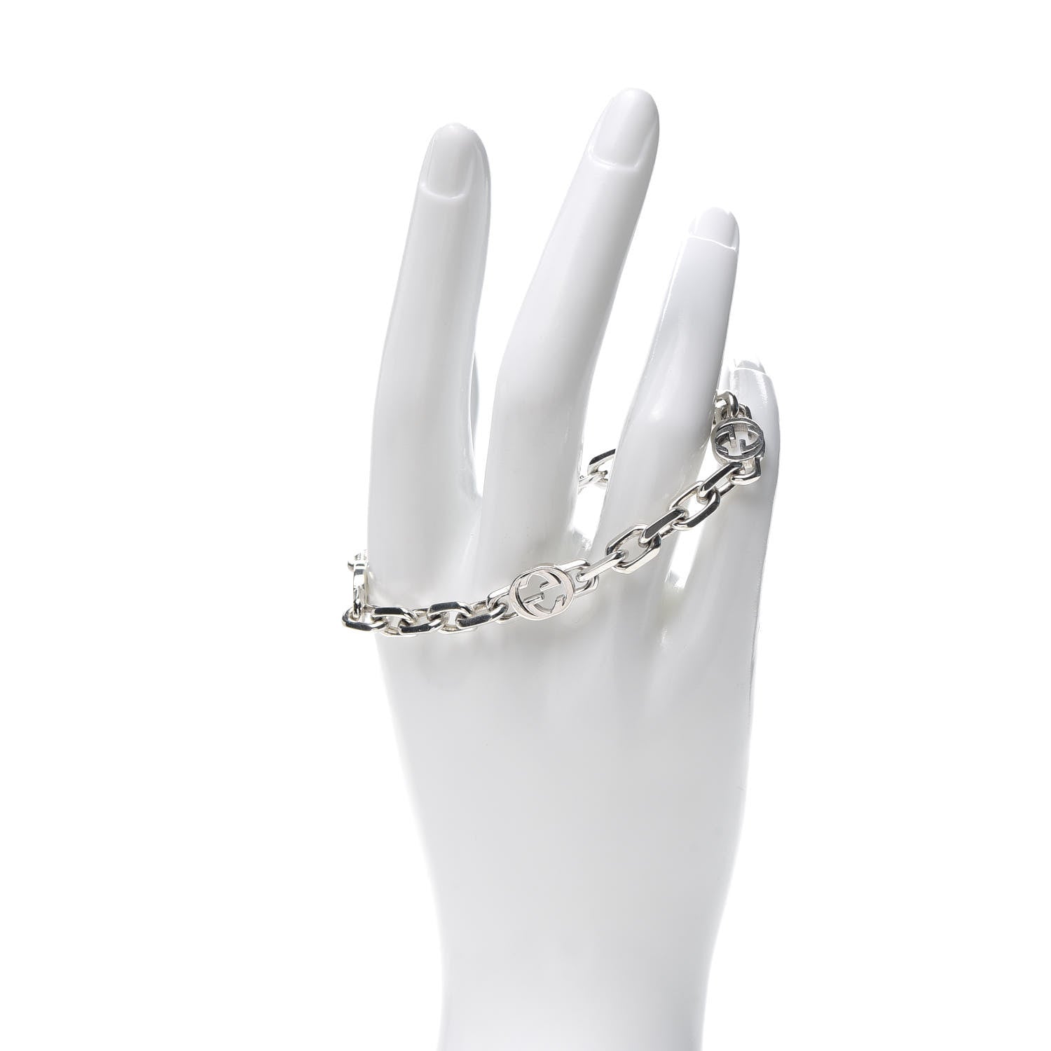 Gucci Sterling Silver Narrow Interlocking G Link Bracelet 2 of 5