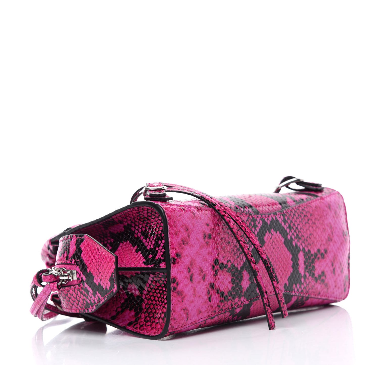 Calfskin Python Effect Neo Classic Silver Hardware Mini City Fuchsia Black