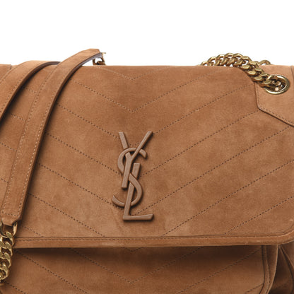 Saint Laurent Suede Monogram Medium Niki Chain Satchel Cinnamon 7 of 9