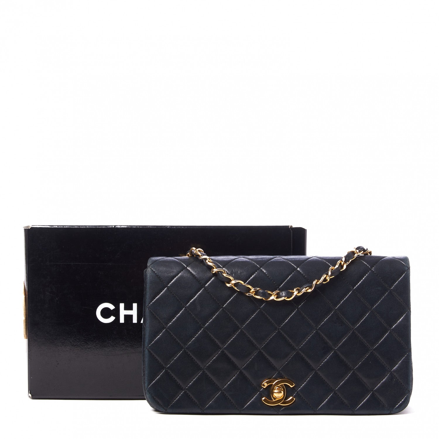 Chanel Lambskin Quilted Small Single Flap Bag Navy 9 of 10