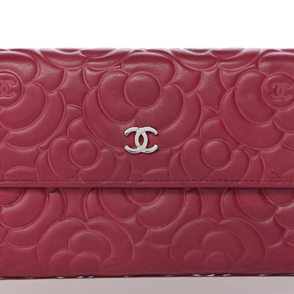 Chanel Lambskin Embossed Camellia Large Gusset Flap Wallet Pink 17 of 17