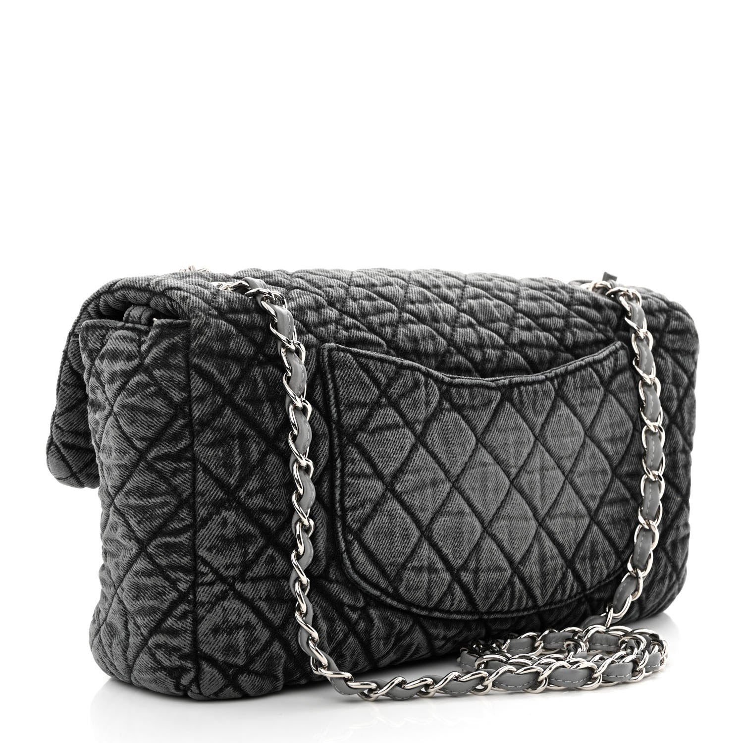 Chanel Denim Quilted Denimpression Flap Grey Black 3 of 9