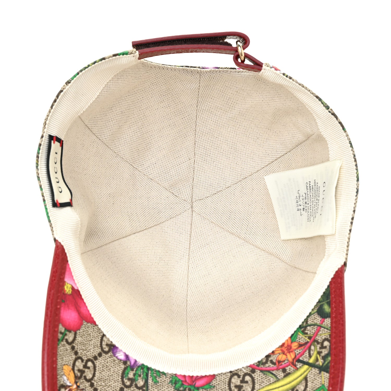 Gucci GG Supreme Monogram Flora Baseball Hat 56 S Red 4 of 6