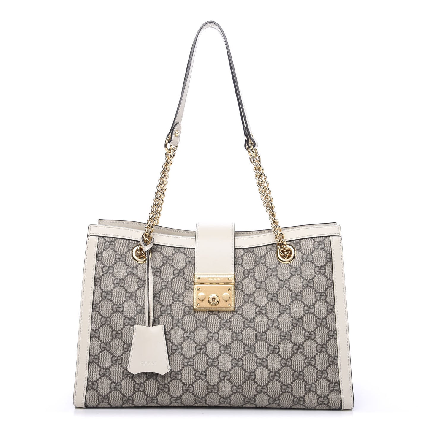 GG Supreme Monogram Medium Padlock Tote White