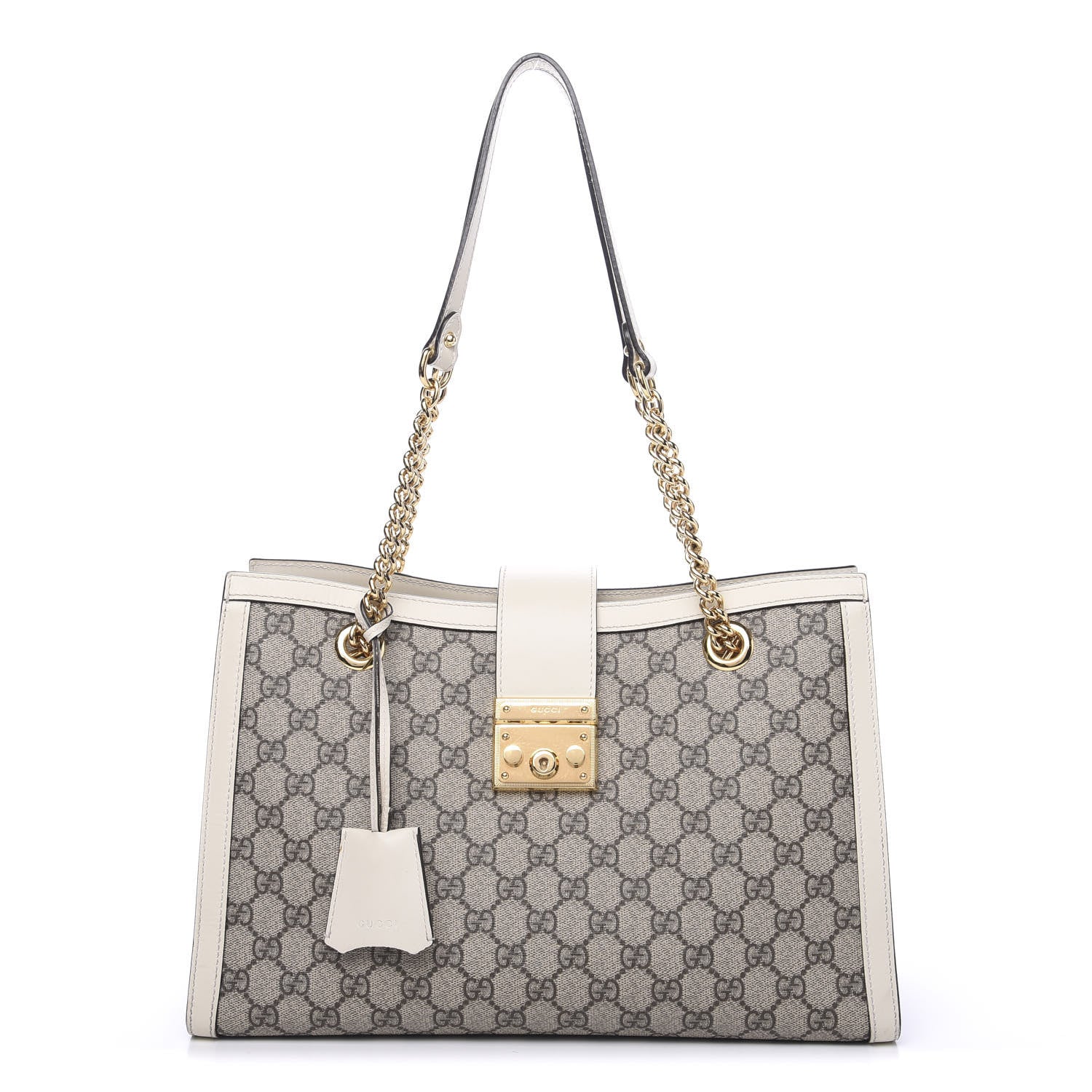Gucci GG Supreme Monogram Medium Padlock Tote White 1 of 12