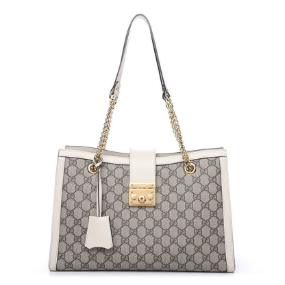 Gucci GG Supreme Monogram Medium Padlock Tote White 1 of 12