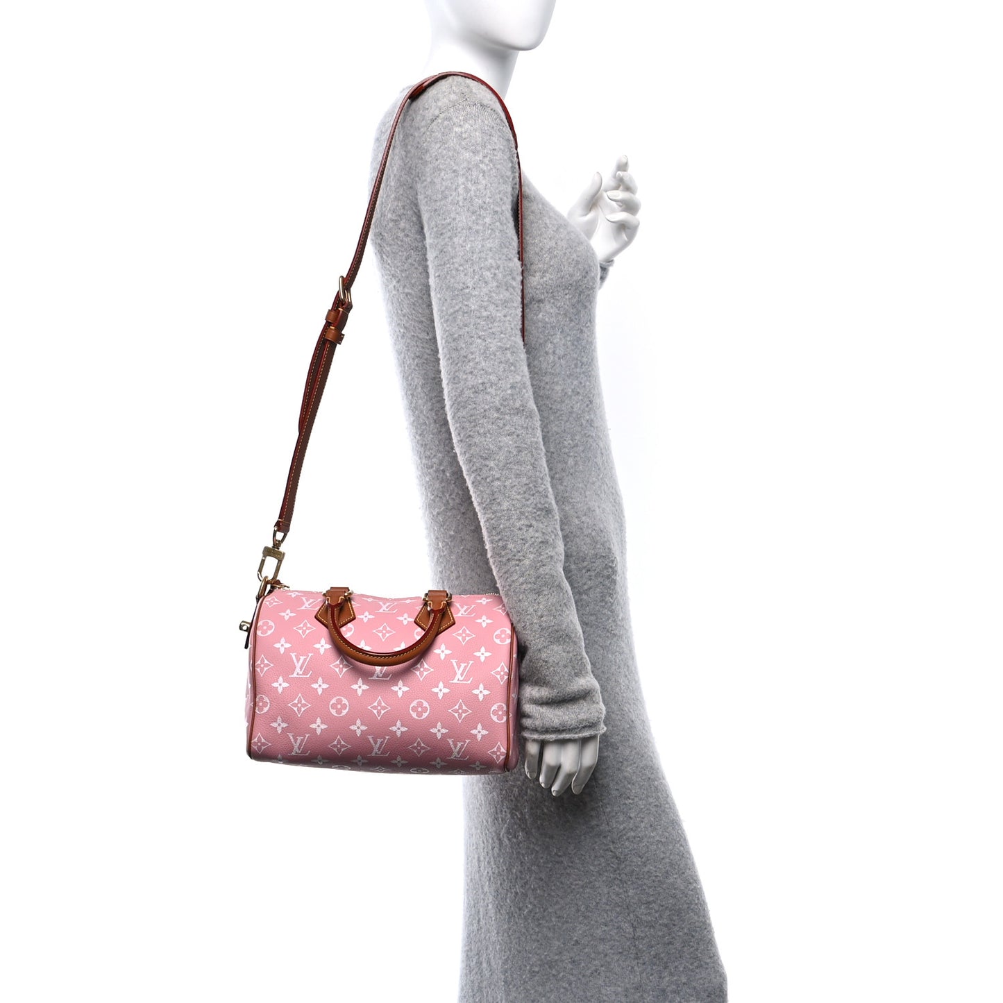 Calfskin Monogram Speedy P9 Bandouliere 25 Candy Pink Pink Sakura