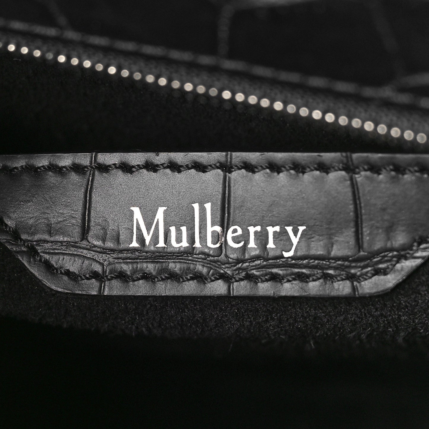 Crocodile Embossed Mini Zipped Bayswater Black