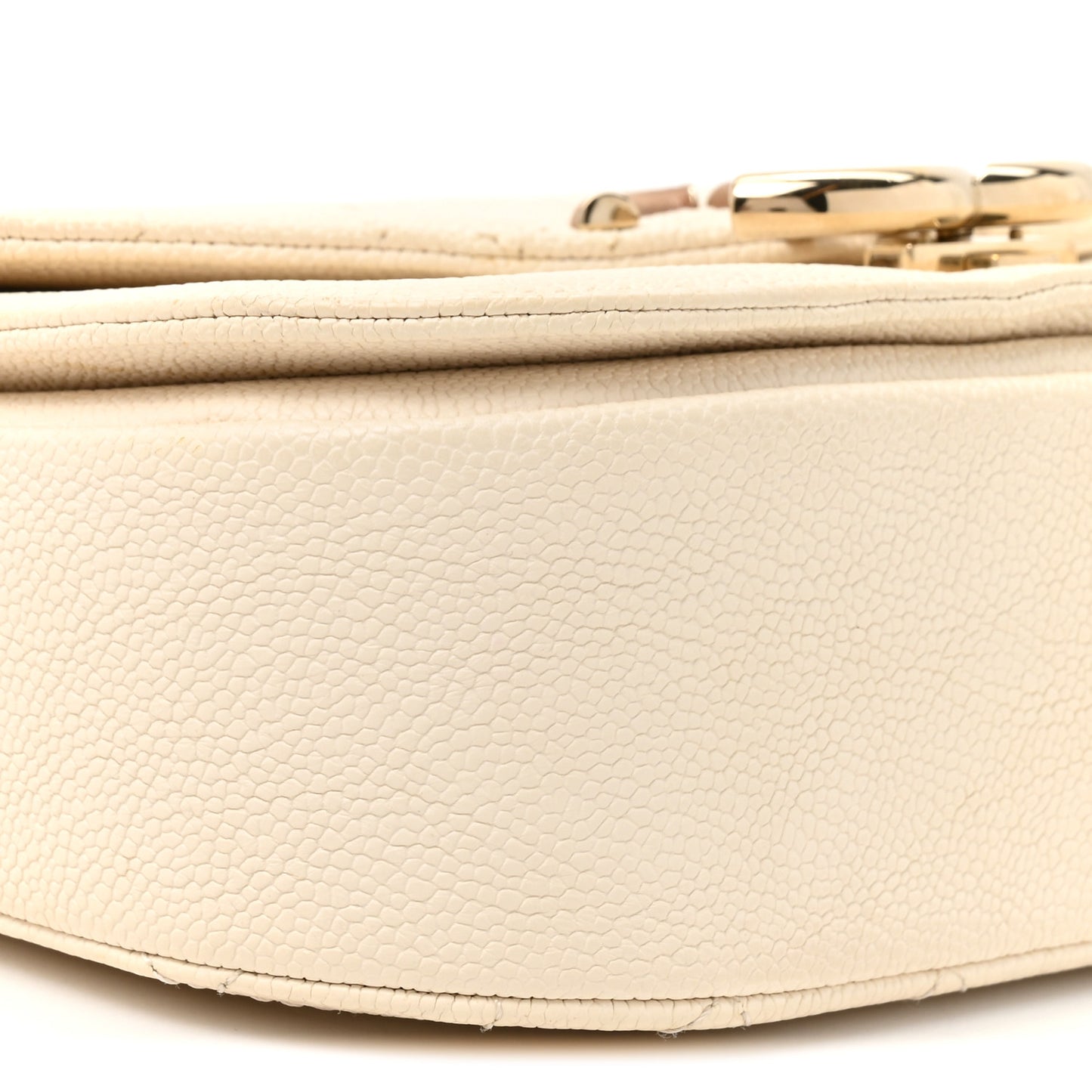 Grained Calfskin Quilted Small Cuba Top Handle Flap White