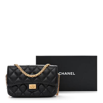Chanel Aged Calfskin Quilted Reissue 2.55 Phone Holder With Chain Black 3 of 13