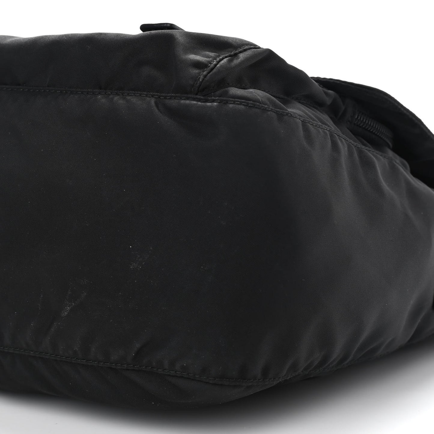 Tessuto Nylon Saffiano Double Buckle Messenger Shoulder Bag Black