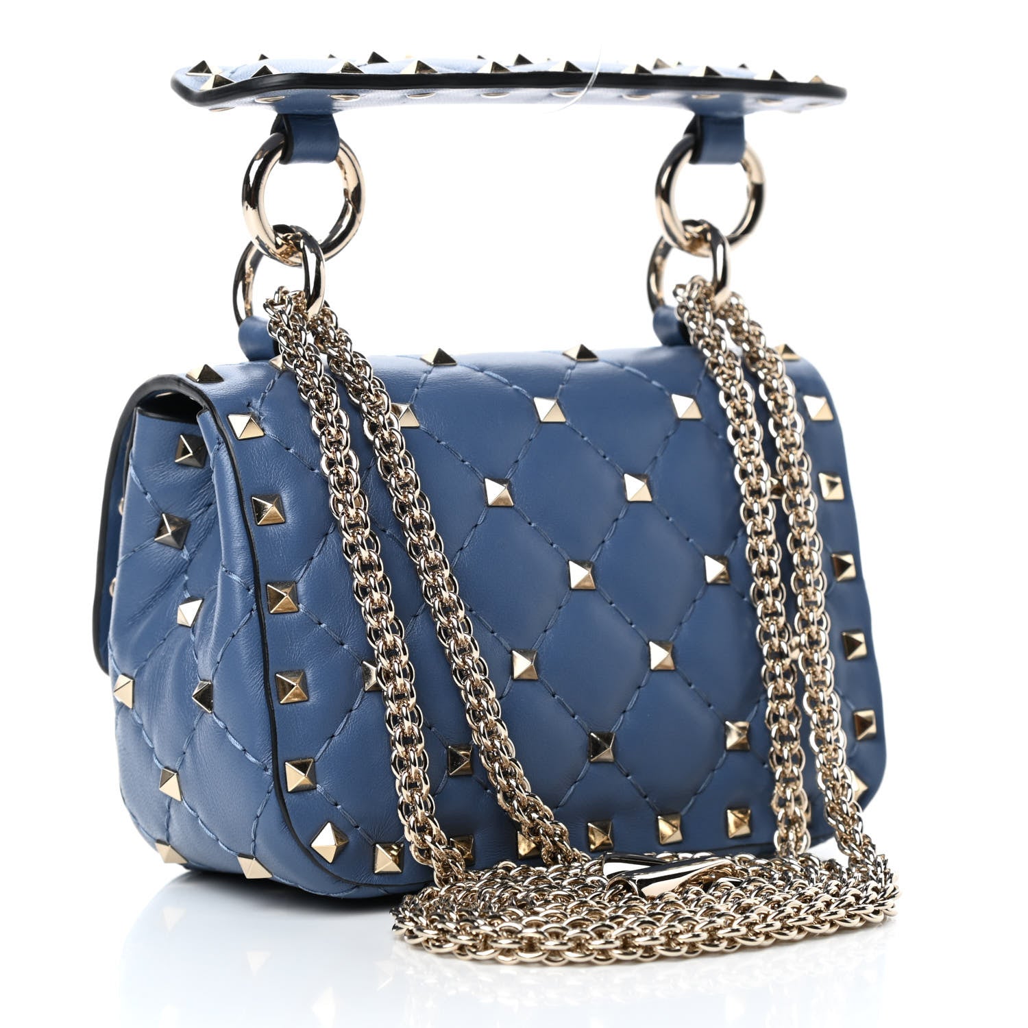 Valentino Garavani Nappa Micro Rockstud Spike Shoulder Bag Blue Powder 2 of 4