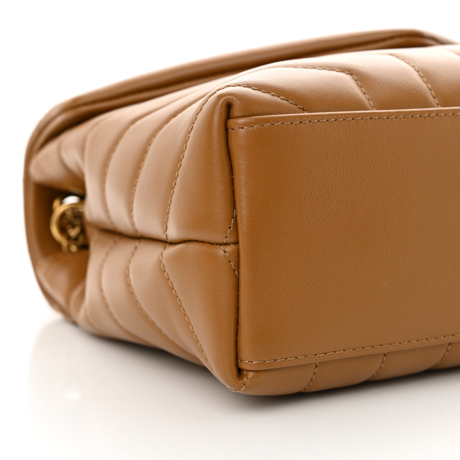Saint Laurent Calfskin Y Quilted Monogram Small Loulou Chain Satchel Dark Natural 9 of 11
