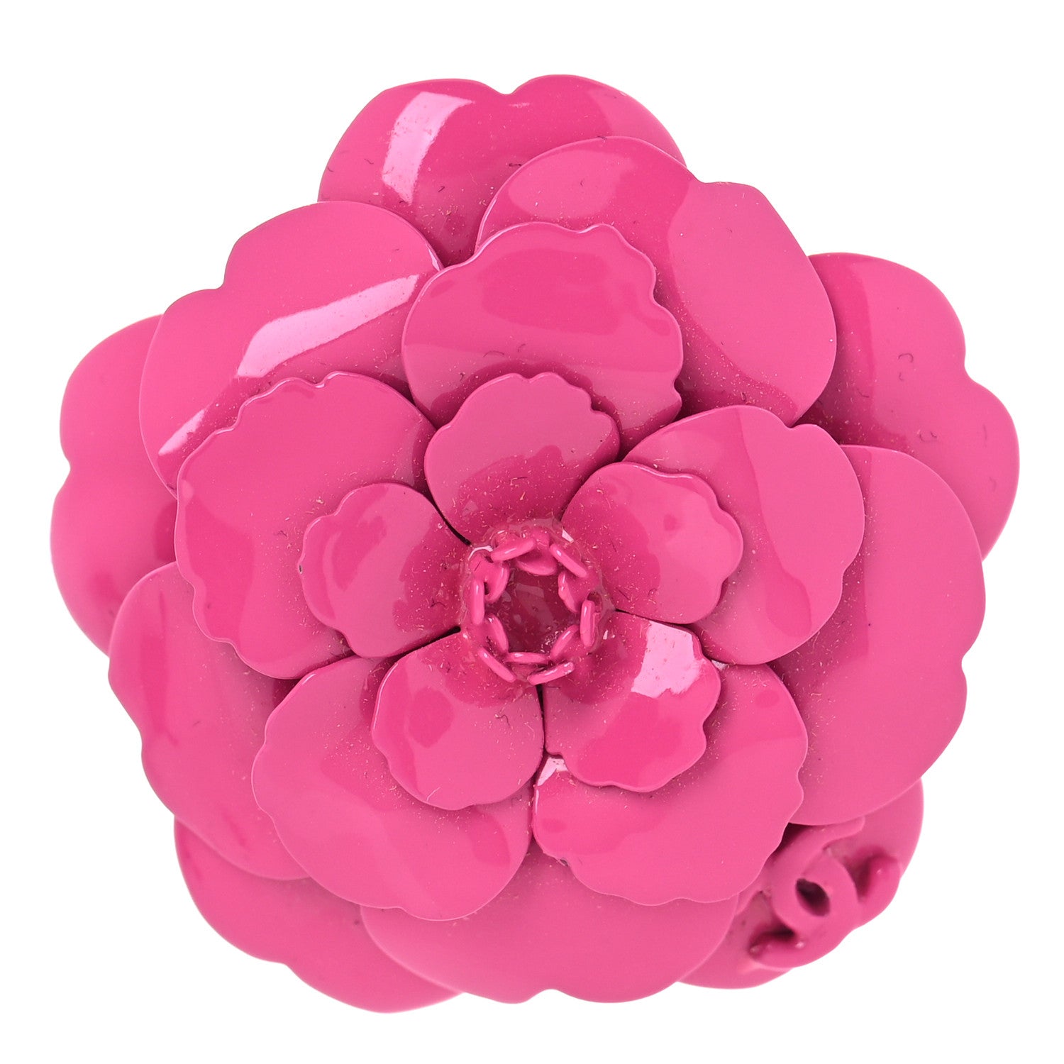 Chanel Patent Camellia Brooch Dark Pink 1 of 3