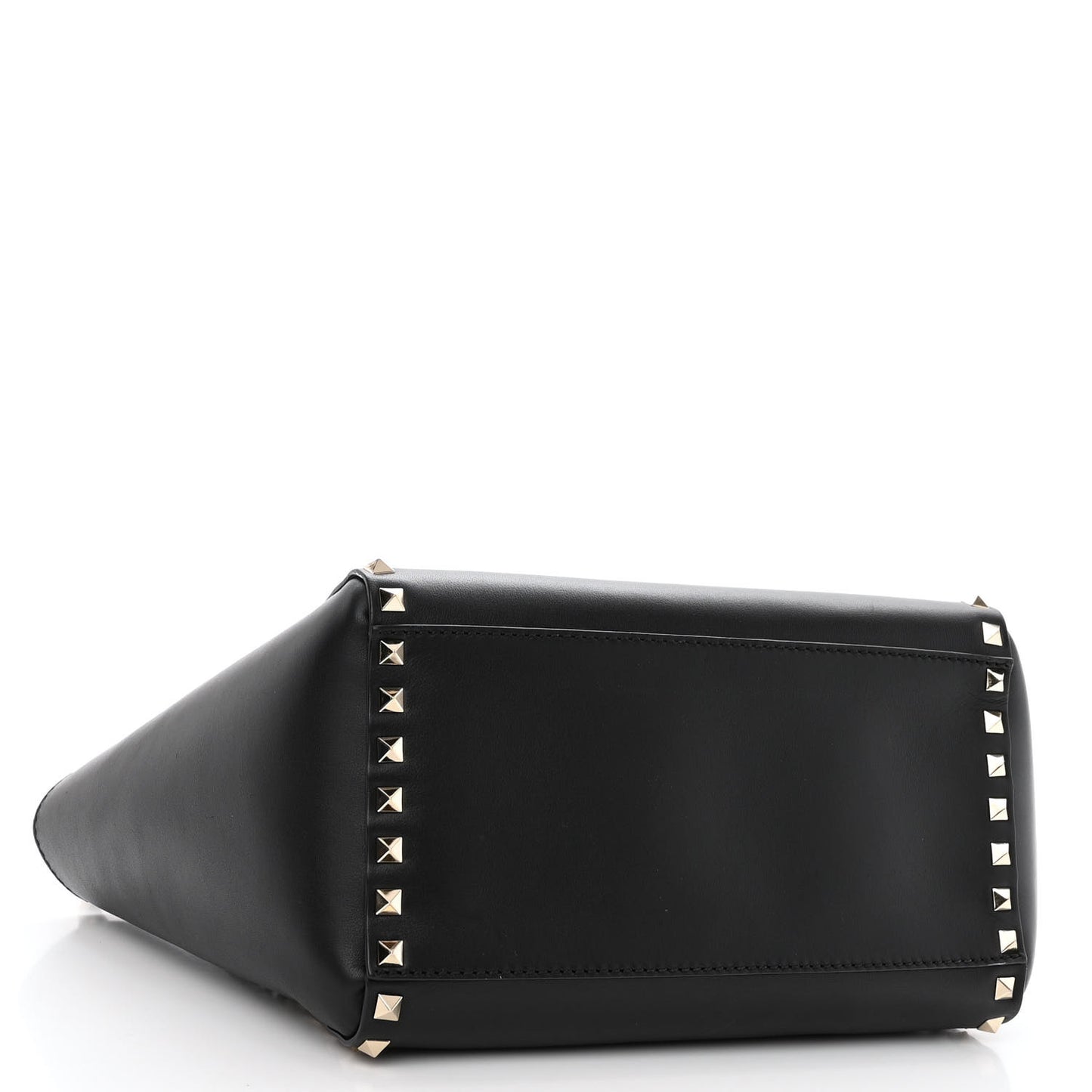 Vitello Small Rockstud Double Handle Tote Black