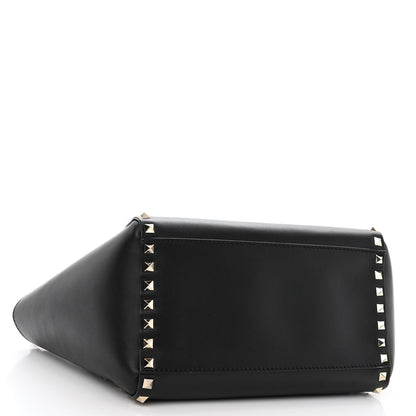 Valentino Garavani Vitello Small Rockstud Double Handle Tote Black 4 of 9