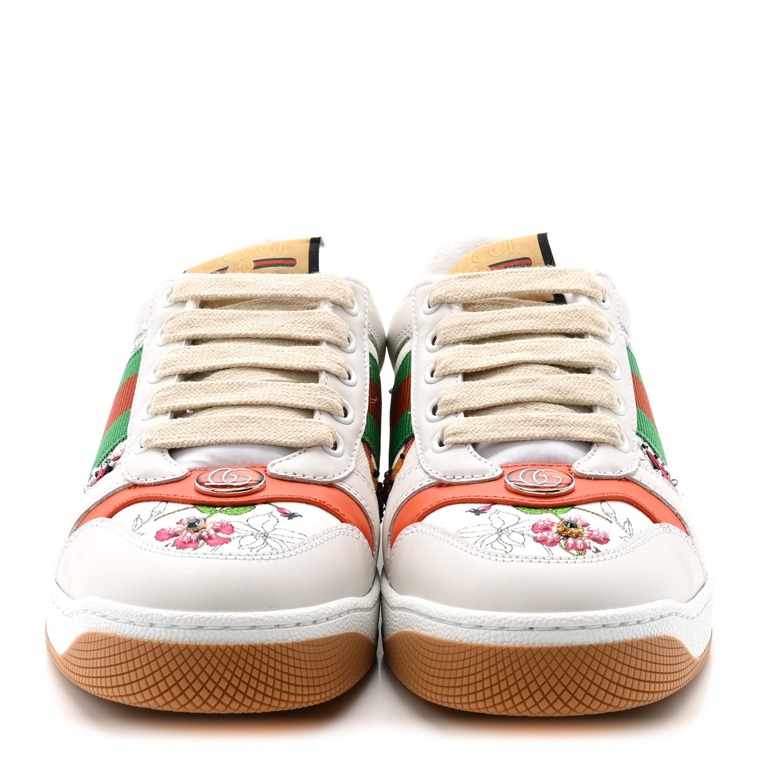 Gucci Sepang Flora Faded Canvas Web Womens Screener Sneakers 36.5 White 3 of 9