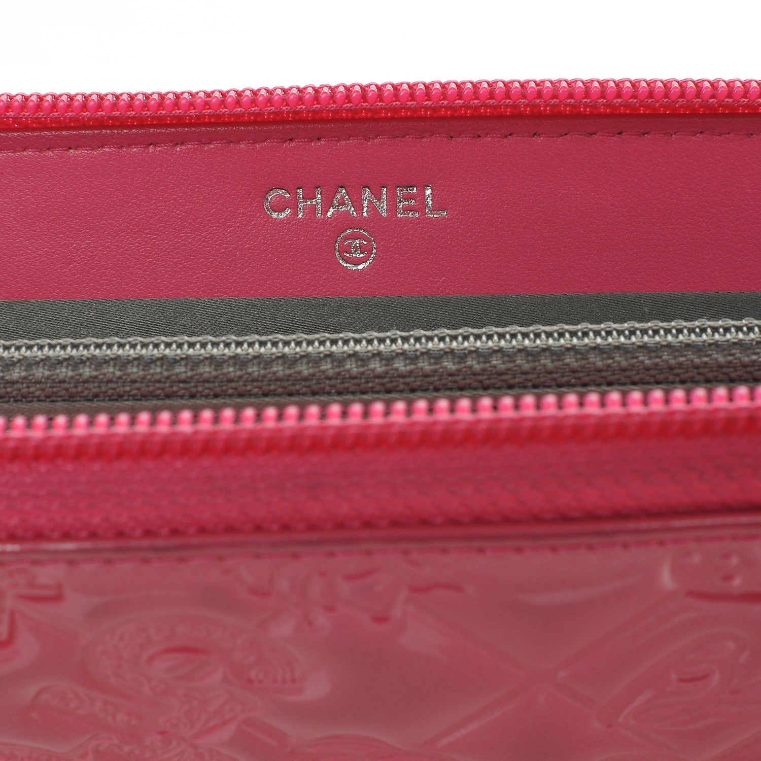 Chanel Patent Calfskin Lucky Symbols Zip Around Wallet Fuchsia 6 of 9