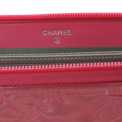Chanel Patent Calfskin Lucky Symbols Zip Around Wallet Fuchsia 6 of 9