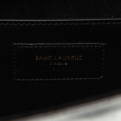 Saint Laurent Metallic Calfskin Classic Monogram Cassandre Clutch Argento 9 of 16