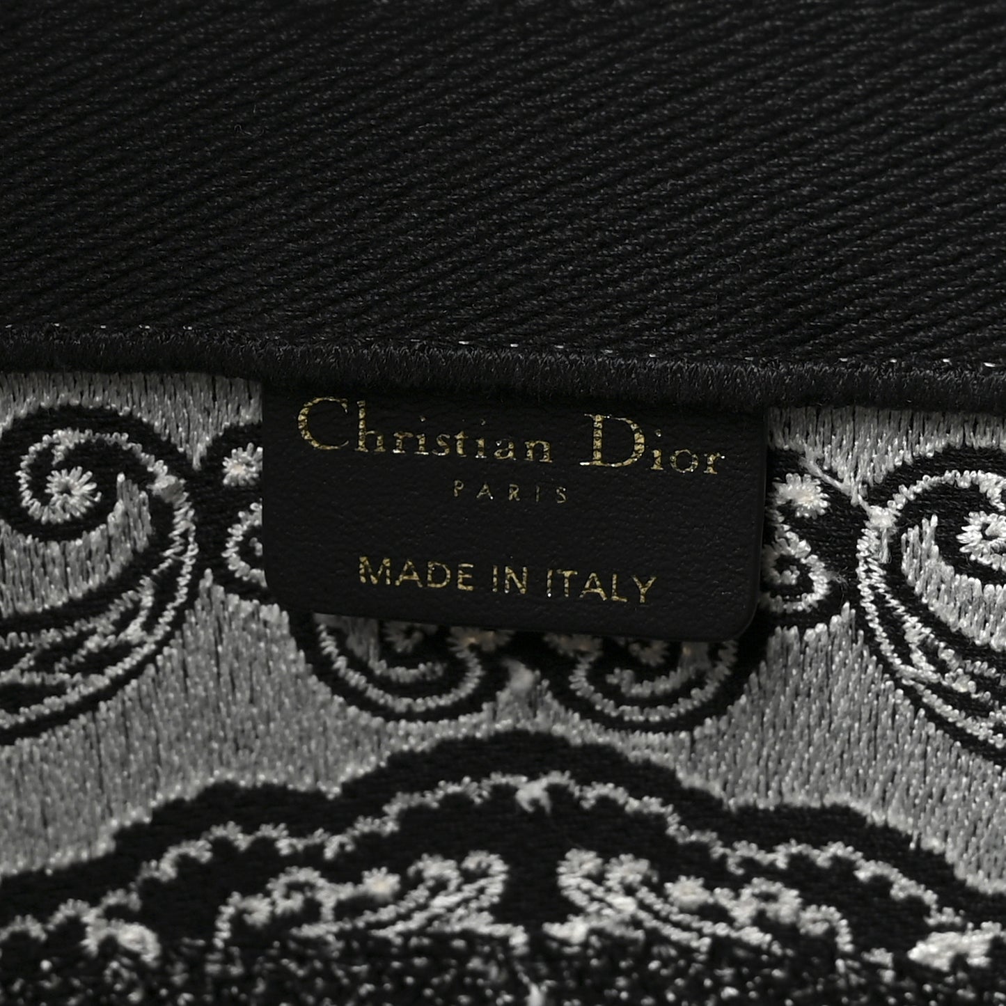 Canvas Embroidered Medium Ornamental Cornely Effect Book Tote Black White