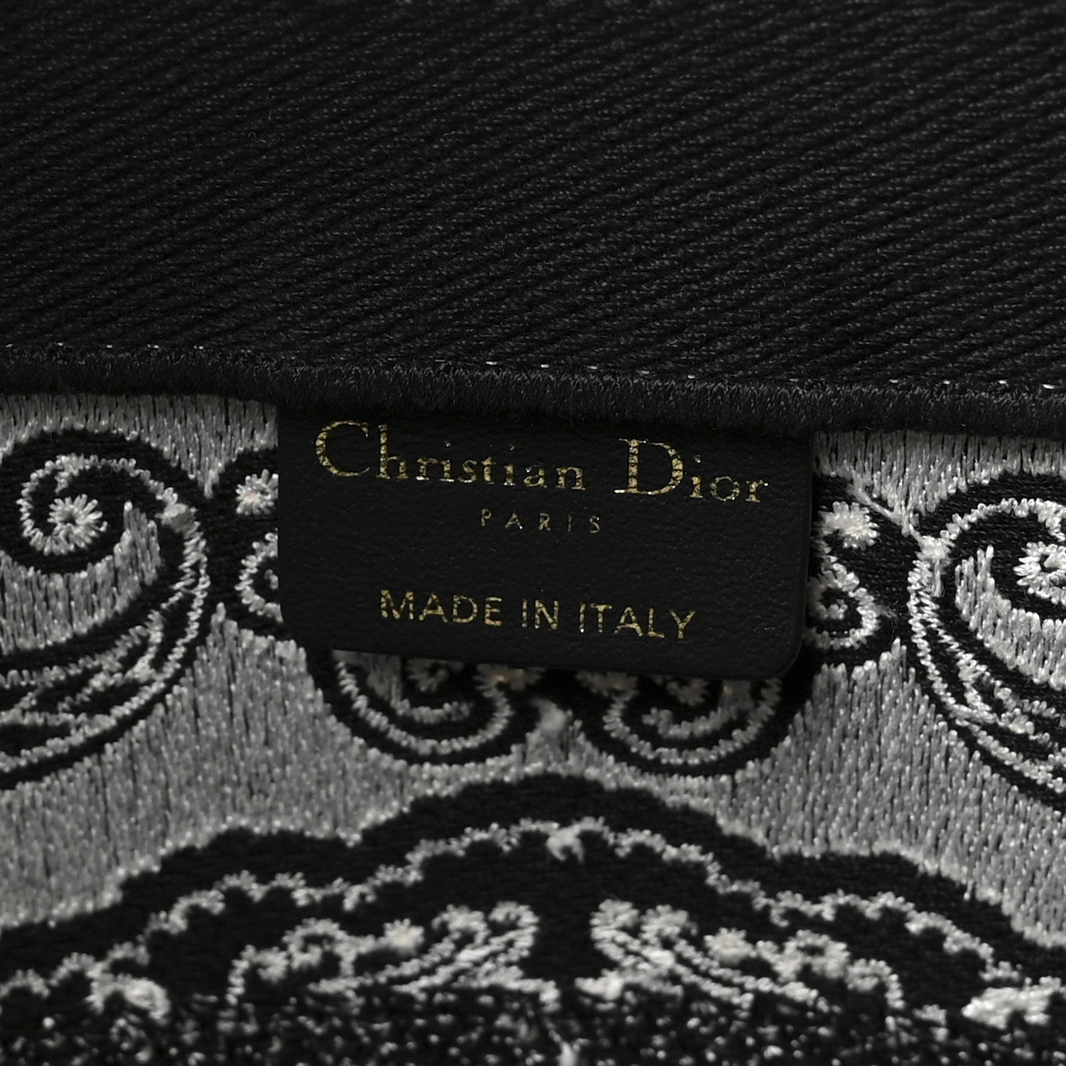 Christian Dior Canvas Embroidered Medium Ornamental Cornely Effect Book Tote Black White 6 of 9