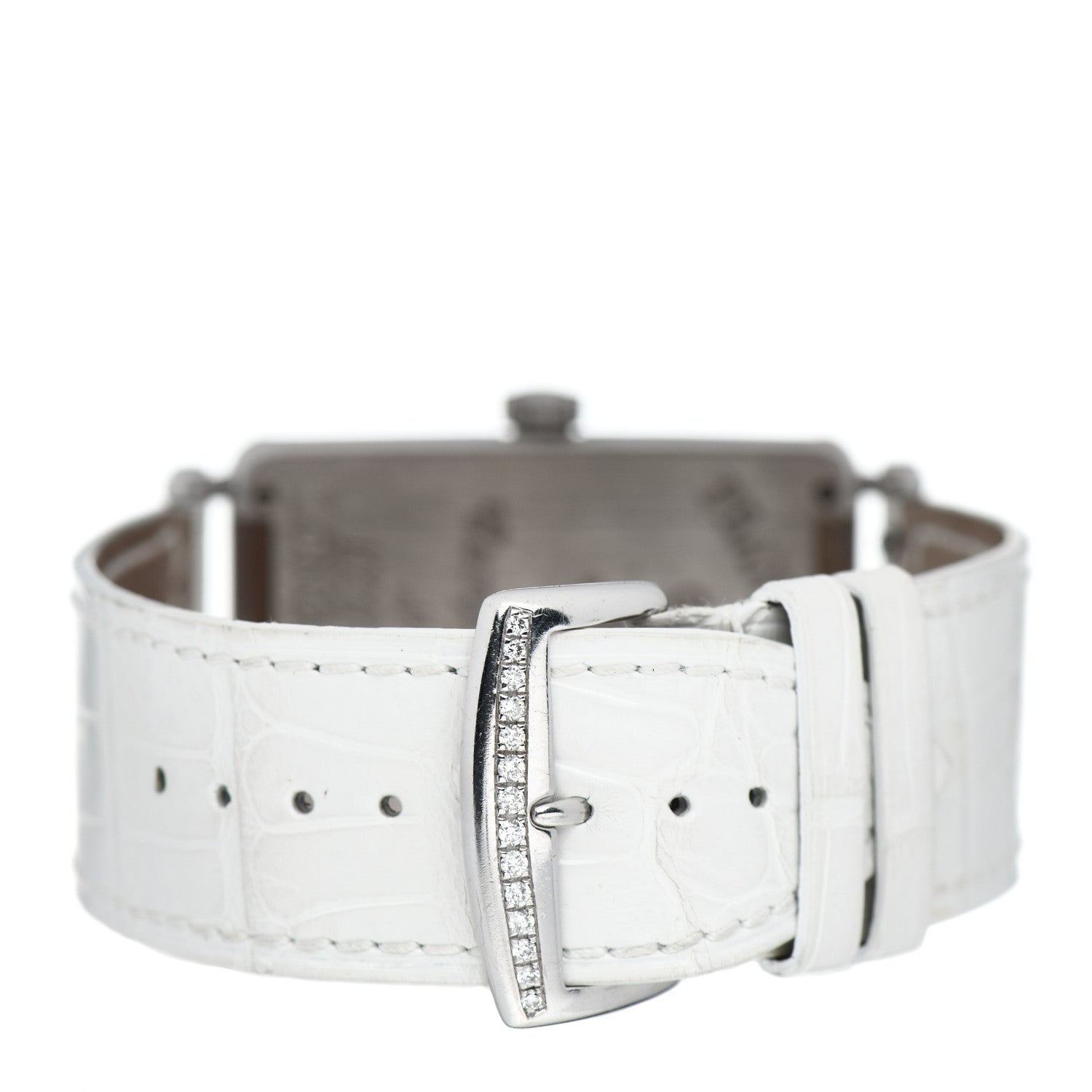 Franck Muller 18K White Gold Alligator Diamond Pave 30mm Long Island Automatic Watch 1150SCDCD 3 of 4