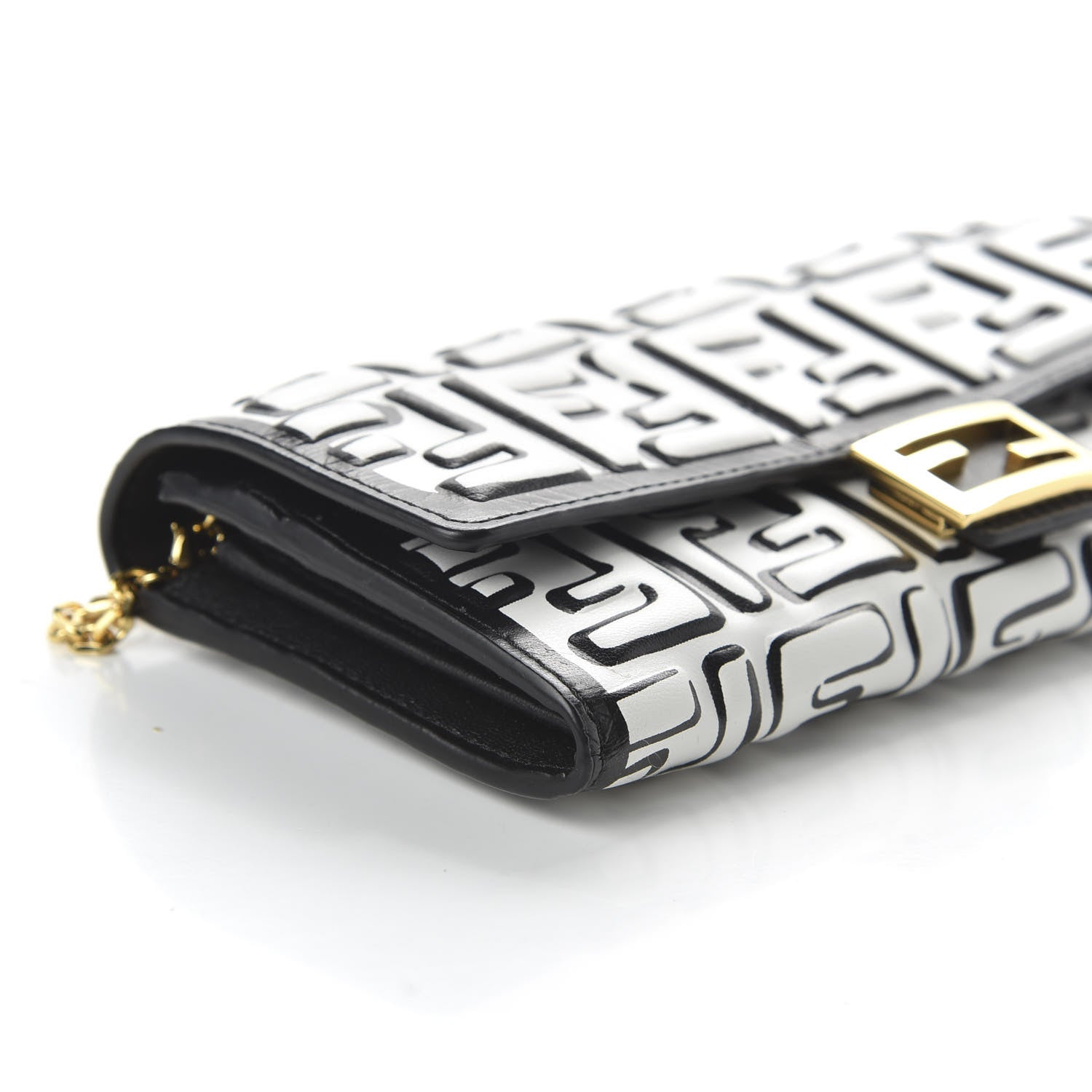 Fendi X JOSHUA VIDES Nappa FF Embossed Continental Wallet on Chain White Black 6 of 11