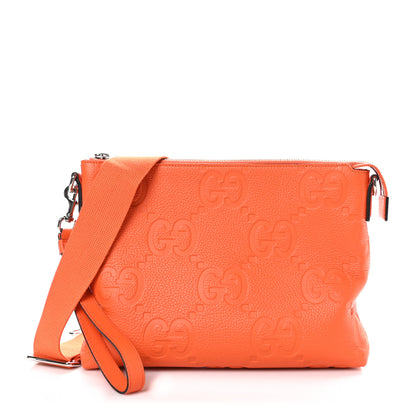 Gucci Piuma Calfskin Jumbo GG Embossed Medium Wristlet Messenger Bag Orange 1 of 9