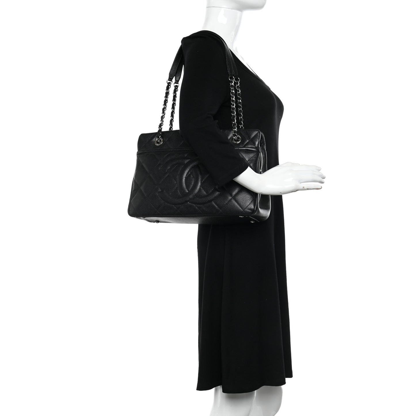 Caviar Quilted Timeless CC Soft Tote Black