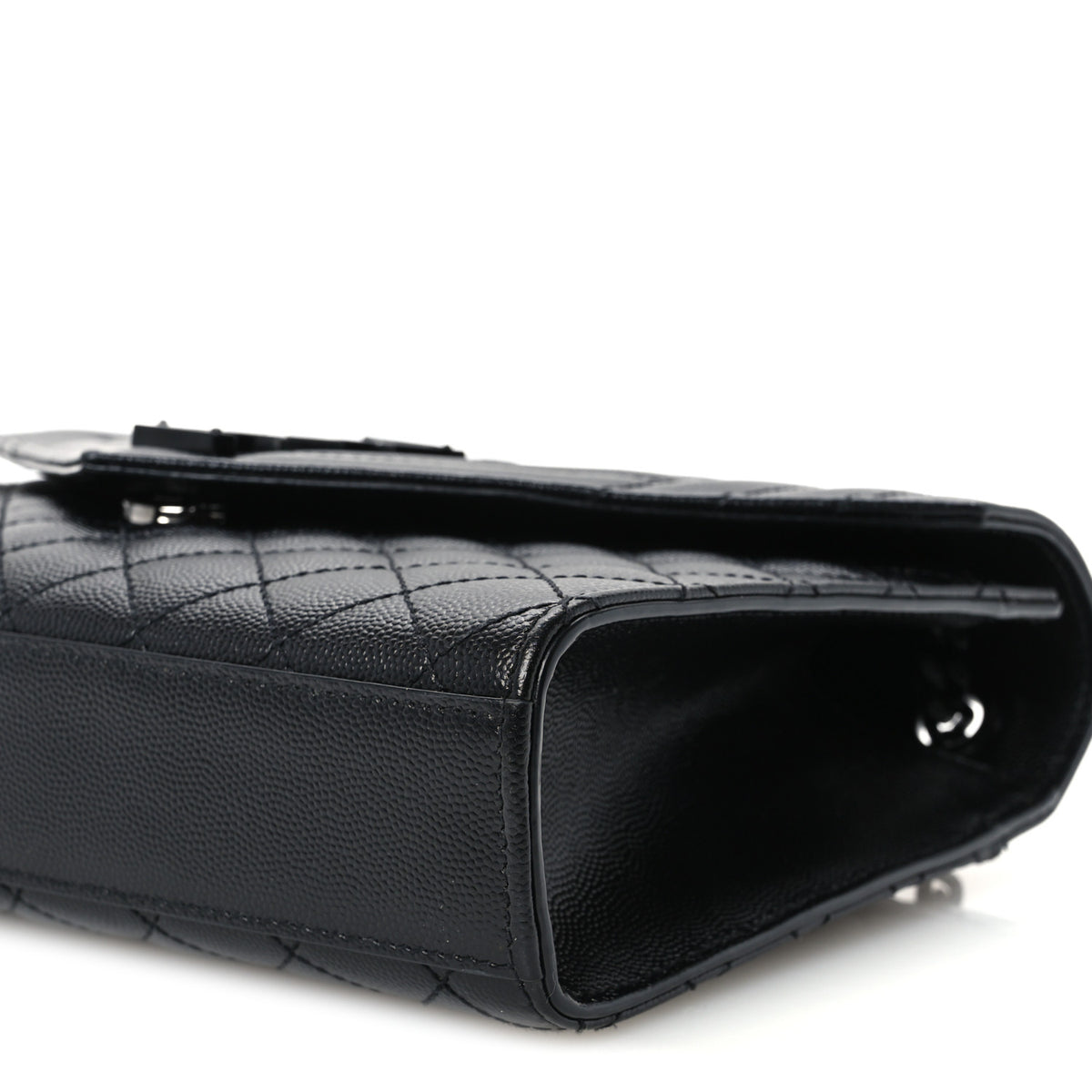 Saint Laurent Grain De Poudre Textured Mixed Matelasse Triquilt Medium Monogram Monochrome Satchel Black 11 of 12