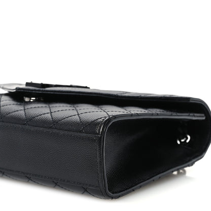 Saint Laurent Grain De Poudre Textured Mixed Matelasse Triquilt Medium Monogram Monochrome Satchel Black 11 of 12