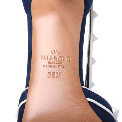 Valentino Garavani Suede Free Rockstud Cross Strap D'Orsay 55mm Pumps 38.5 Marine Optic White 6 of 18