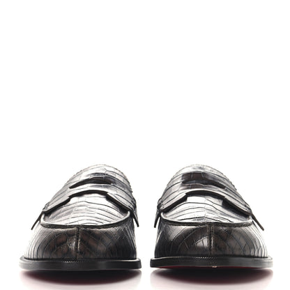 Christian Louboutin Calfskin Crocodile Embossed Mens No Penny Flat Loafers 42.5 Expresso 3 of 9