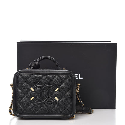 Chanel Caviar Quilted Small CC Filigree Vanity Case Black 8 of 8
