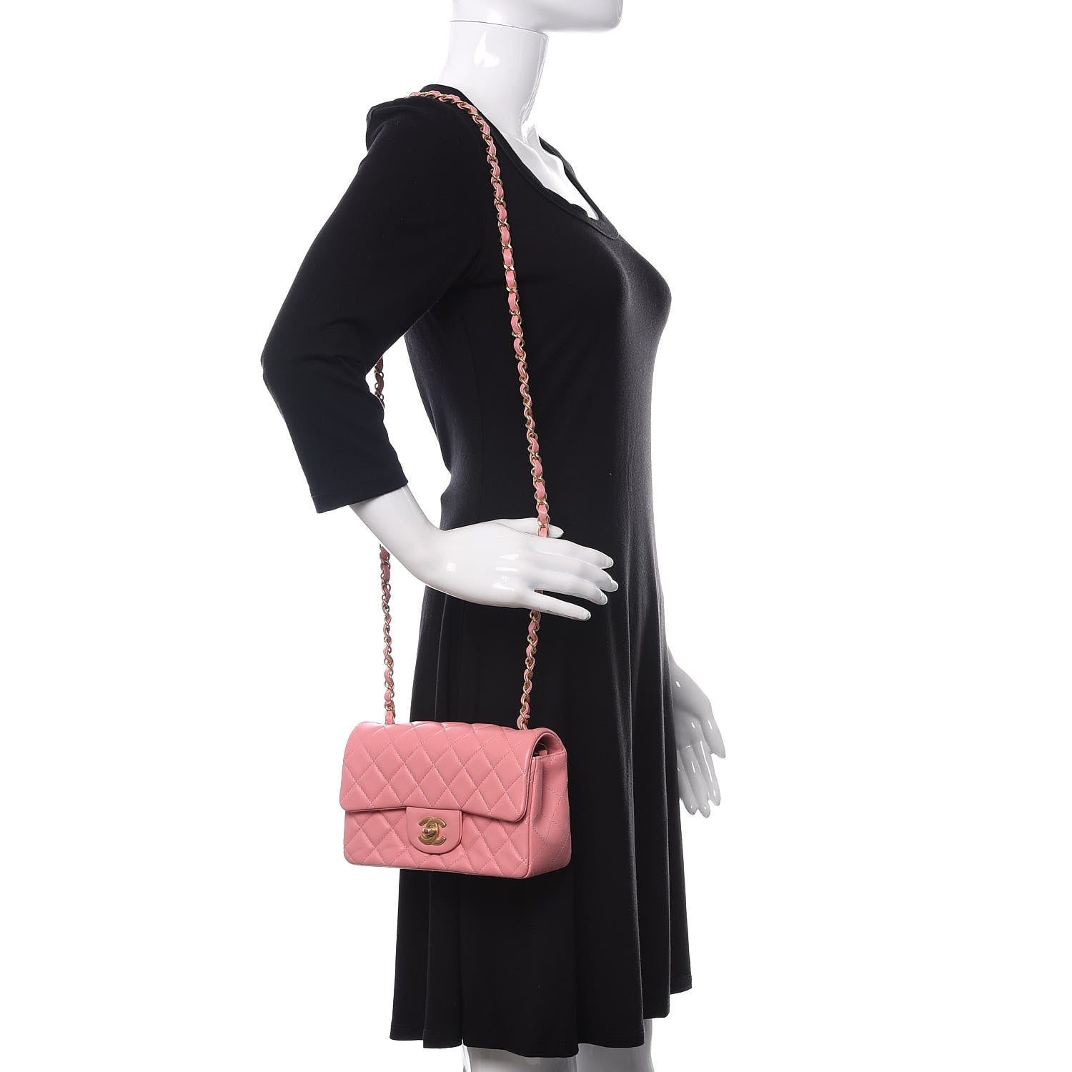 Chanel Lambskin Quilted Mini Rectangular Flap Pink 2 of 11