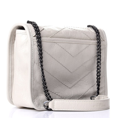 Saint Laurent Crinkled Calfskin Matelasse Monogram Niki Chain Wallet Crema Soft 2 of 5